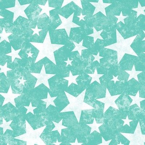 Grunge Distressed Stars White on Mint green