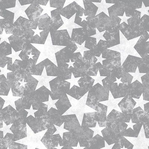 Grunge Distressed Stars White on Grey