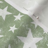 Grunge Distressed Stars White on Olive Green