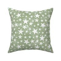 Grunge Distressed Stars White on Olive Green