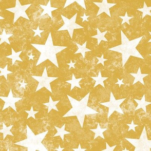 Grunge Distressed Stars White on Mustard Yellow