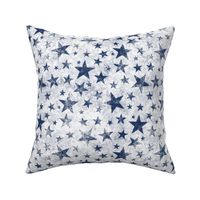 Grunge Distressed Stars Navy Blue on White