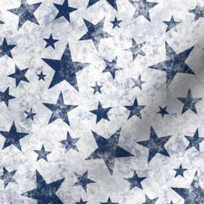 Grunge Distressed Stars Navy Blue on White