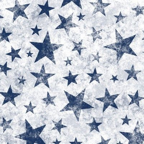 Grunge Distressed Stars Navy Blue on White