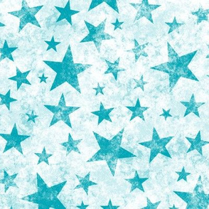 Grunge Distressed Stars Aqua Blue on White