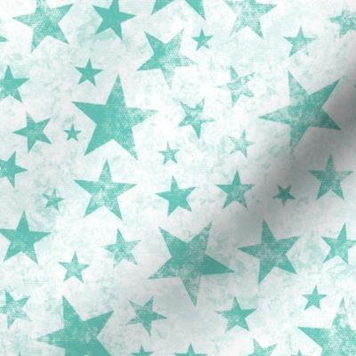 Grunge Distressed Stars Mint Green on White