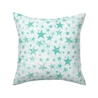 Grunge Distressed Stars Mint Green on White