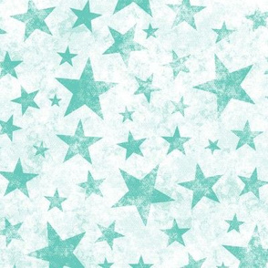 Grunge Distressed Stars Mint Green on White