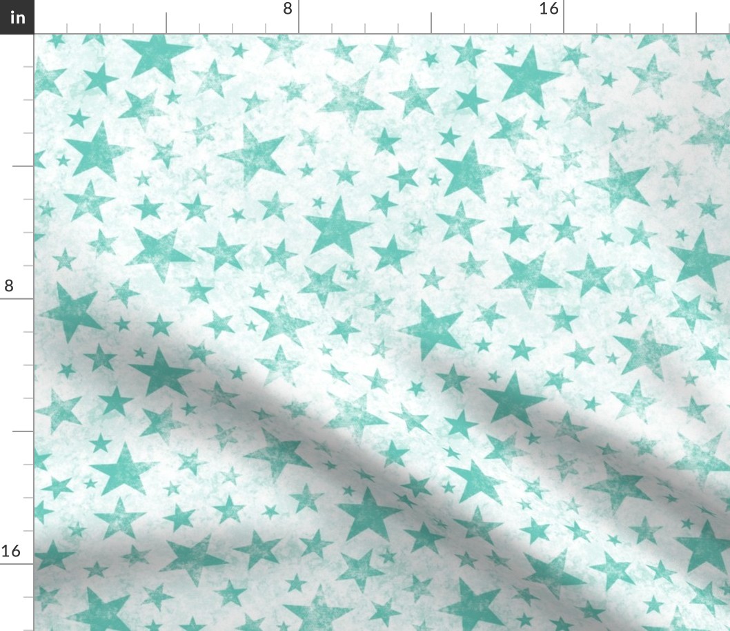 Grunge Distressed Stars Mint Green on White