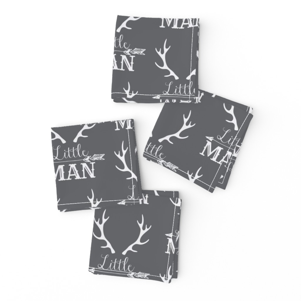 Little Man Arrow & Horns White on Grey