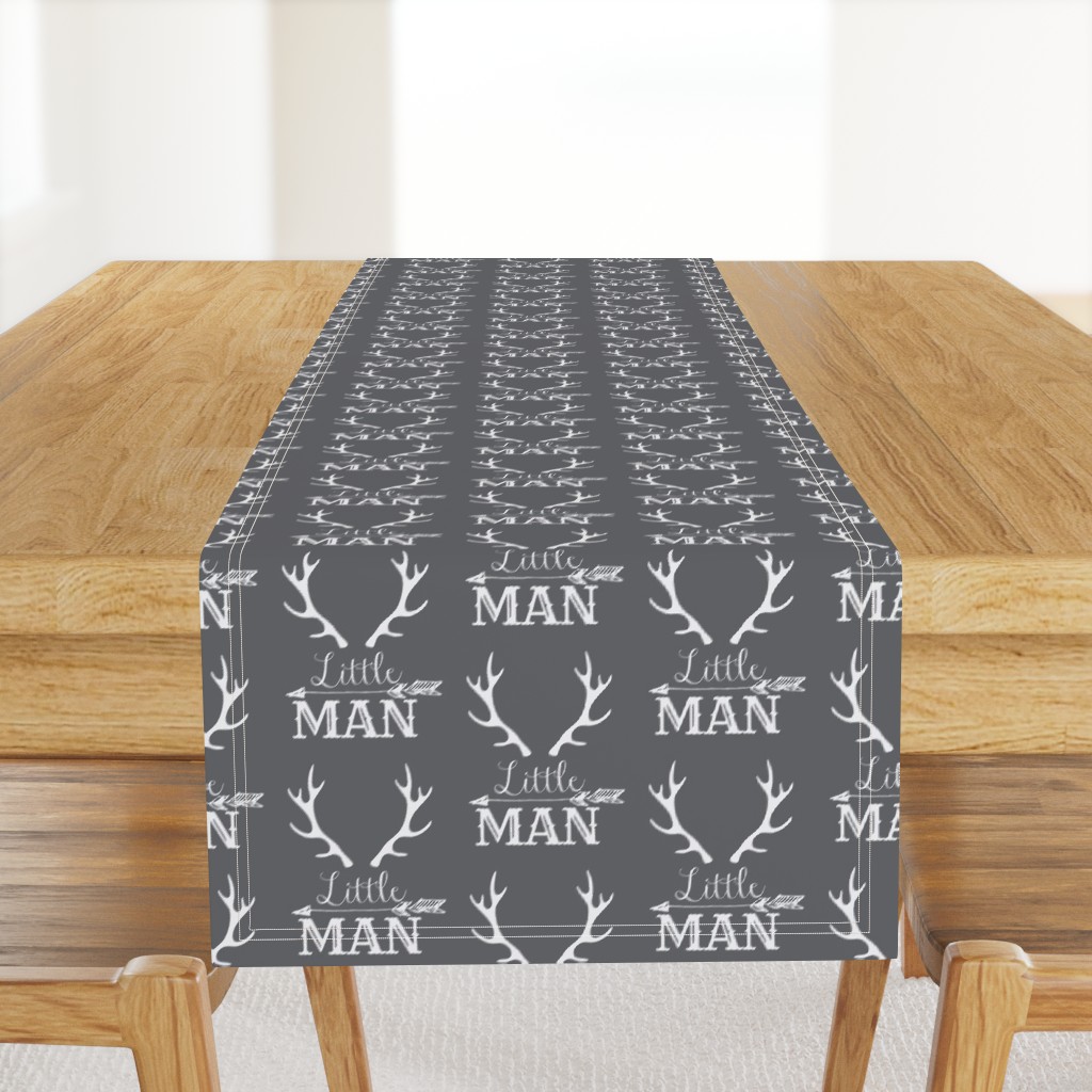 Little Man Arrow & Horns White on Grey