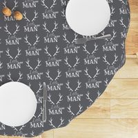 Little Man Arrow & Horns White on Grey