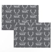 Little Man Arrow & Horns White on Grey