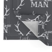 Little Man Arrow & Horns White on Grey