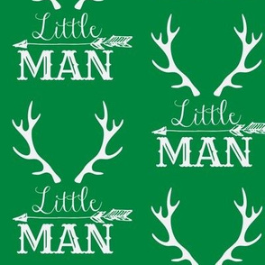 Little Man Arrow & Horns White on Green