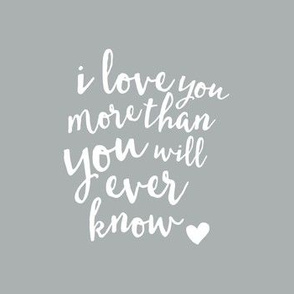 8x7 quilt blocks - I love you more than you will ever know.