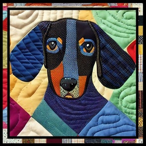 A Dachshund Patchwork Quilt by kedoki - 18 inch  Repeat