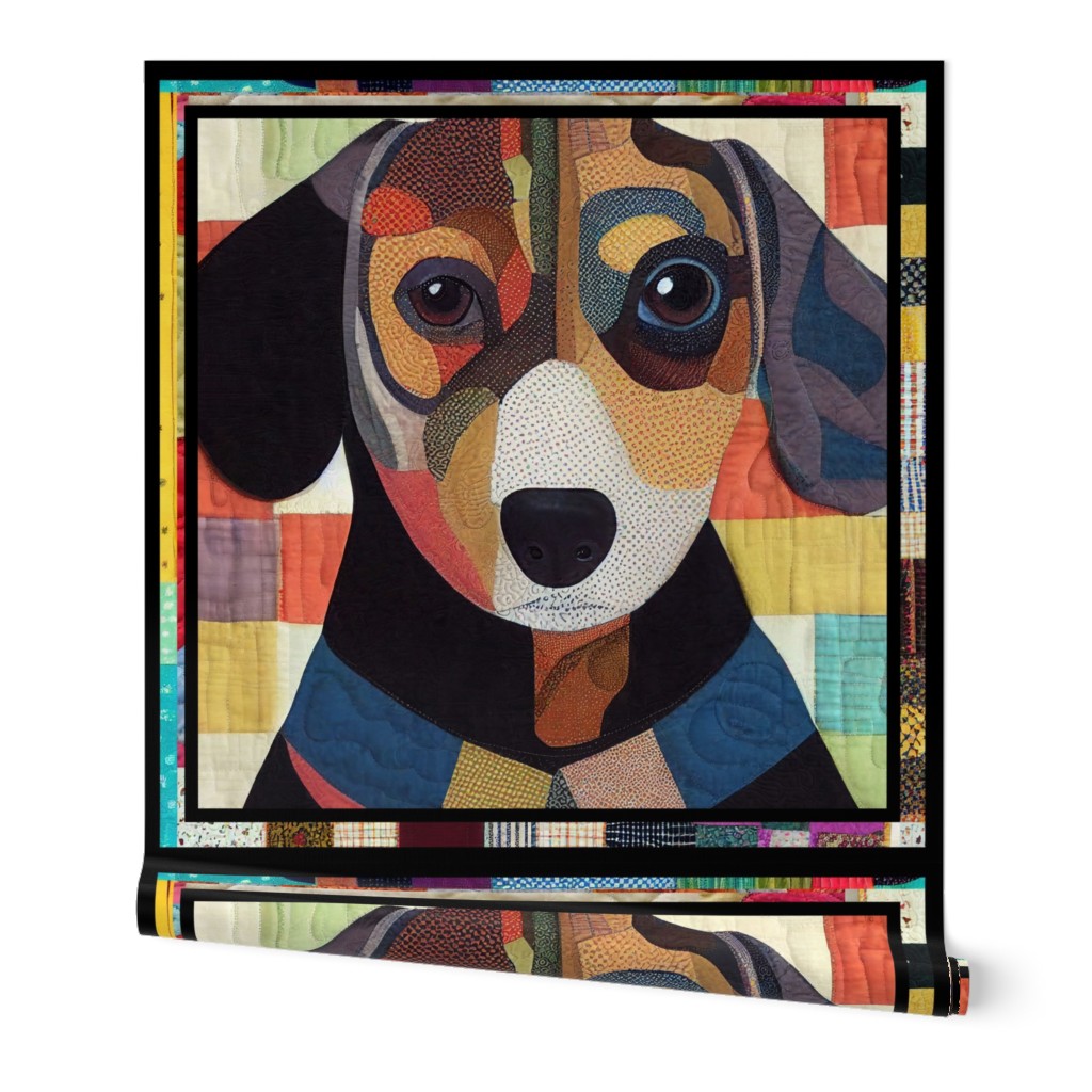 A Golden and Brown Retriever Patchwork Quilt by kedoki - 18 inch  Repeat