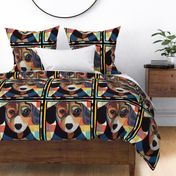 A Golden and Brown Retriever Patchwork Quilt by kedoki - 18 inch  Repeat