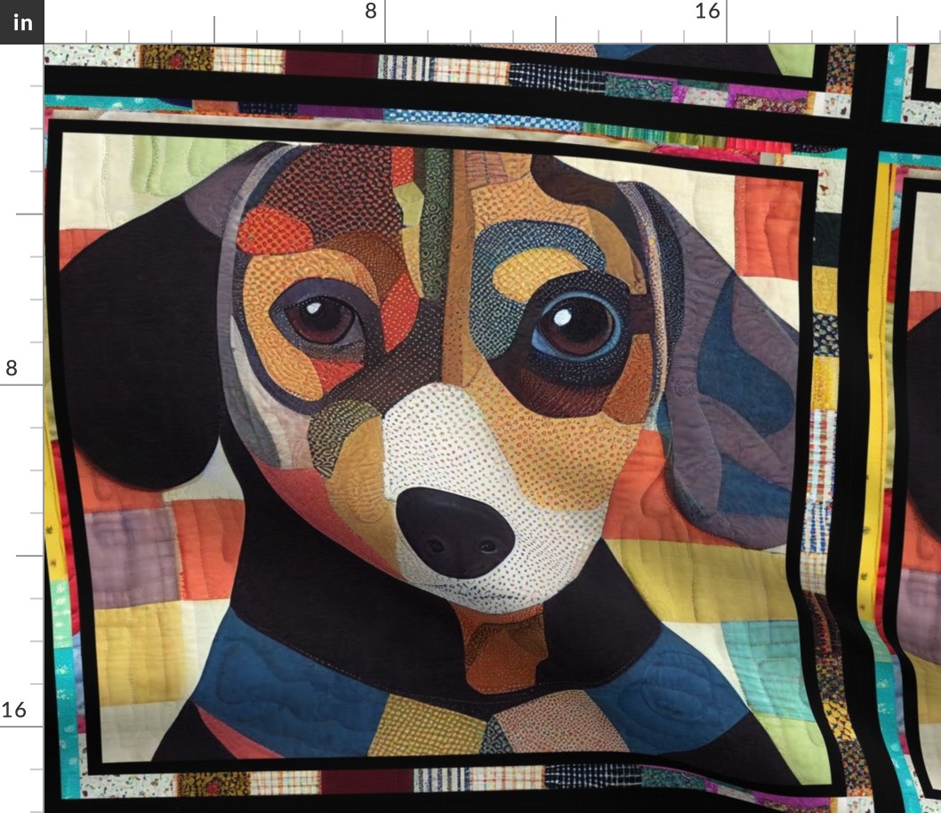 A Golden and Brown Retriever Patchwork Quilt by kedoki - 18 inch  Repeat