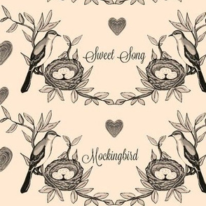 Sweet Song Mockingbird -aged toile 