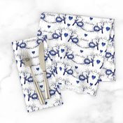 Sweet Song Mockingbird -blue and white toile 