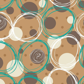 brown and turquoise circles