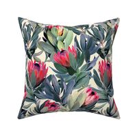 Painted Protea Floral - soft red version2
