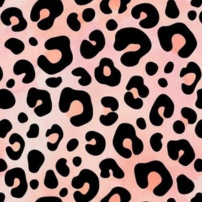 Leopard Print, Living Coral Pink with Tan Background