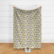 Greyson - Boho Floral - Regular Scale - Mustard Yellow - Grey- Purple Flowers