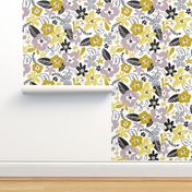 Greyson - Boho Floral - Regular Scale - Mustard Yellow - Grey- Purple Flowers