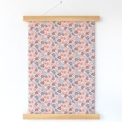 Rose Leaf Prints in Peach, Blue, Brown