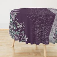 Floral Rose Border in Purple, Gray, and Aqua