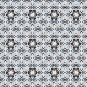 Blue and Brown Geometric Floral 