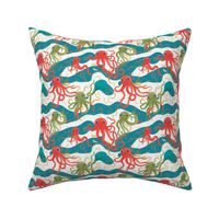 Hawaiian Happy Octopuses in the Waves - 6 inch repeat 