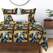 Abstract Dachshund Patchwork Quilt by kedoki - 18 inch  Repeat