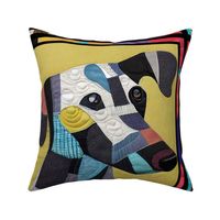 Abstract Dachshund Patchwork Quilt by kedoki - 18 inch  Repeat