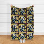 Abstract Dachshund Patchwork Quilt by kedoki - 18 inch  Repeat