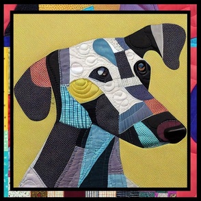 Abstract Dachshund Patchwork Quilt by kedoki - 18 inch  Repeat