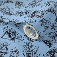 Birdhouse Toile- Blue