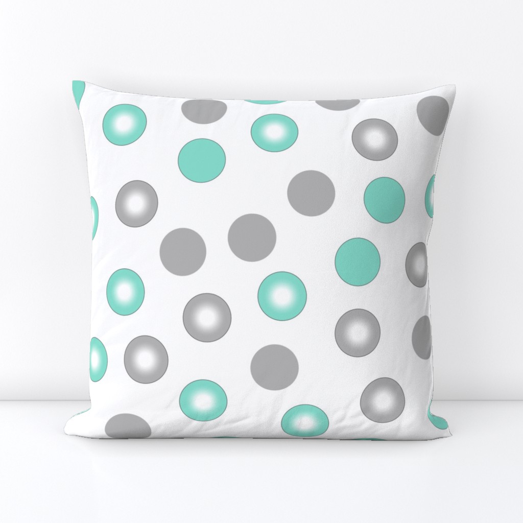 teal polka dots