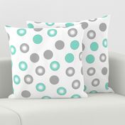 teal polka dots