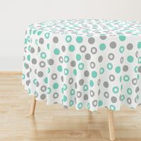 teal polka dots