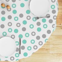 teal polka dots