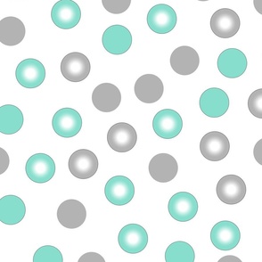 teal polka dots