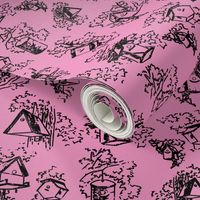 Birdhouse Toile- Pink