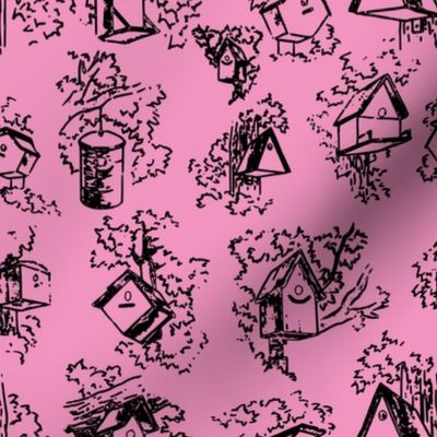 Birdhouse Toile- Pink