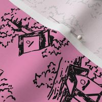 Birdhouse Toile- Pink