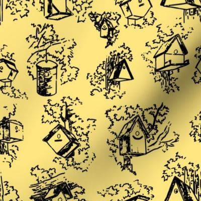 Birdhouse Toile- Yellow