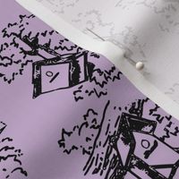 Birdhouse Toile- Lavender
